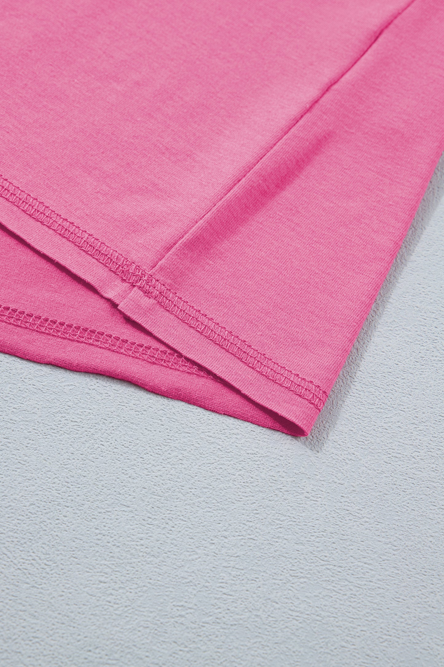 Bright Pink Lounge Set Rainbow Waistband Tee and Shorts