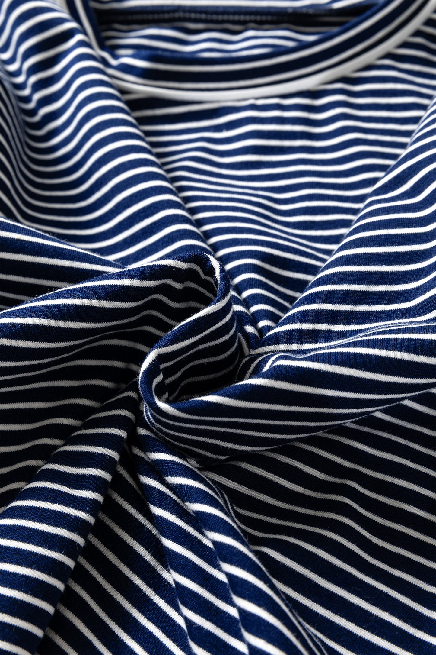 Blue Striped Long Sleeve Top and Buttoned Shorts Lounge Set