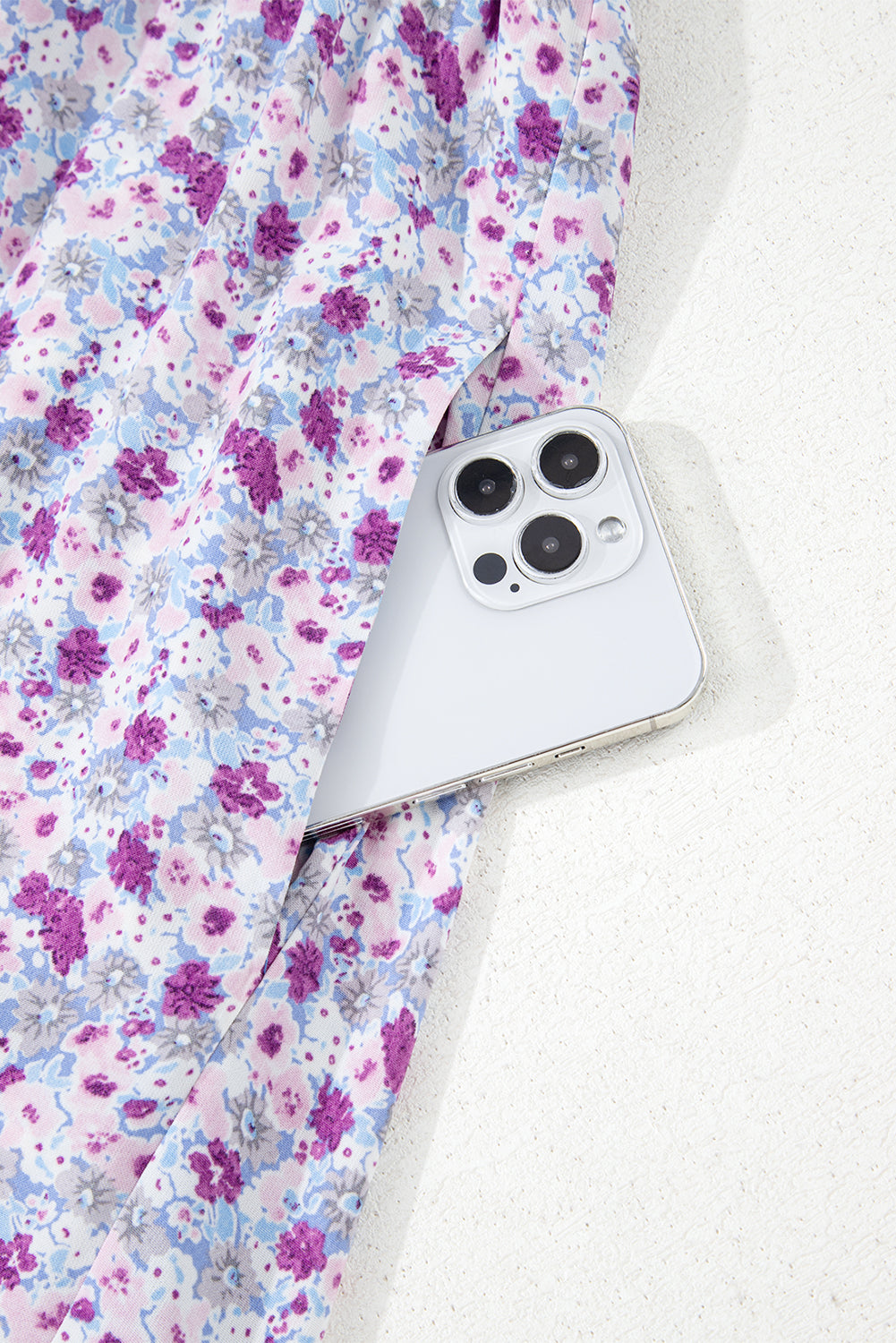 Purple Floral Off Shoulder Smocked Maxi Dress