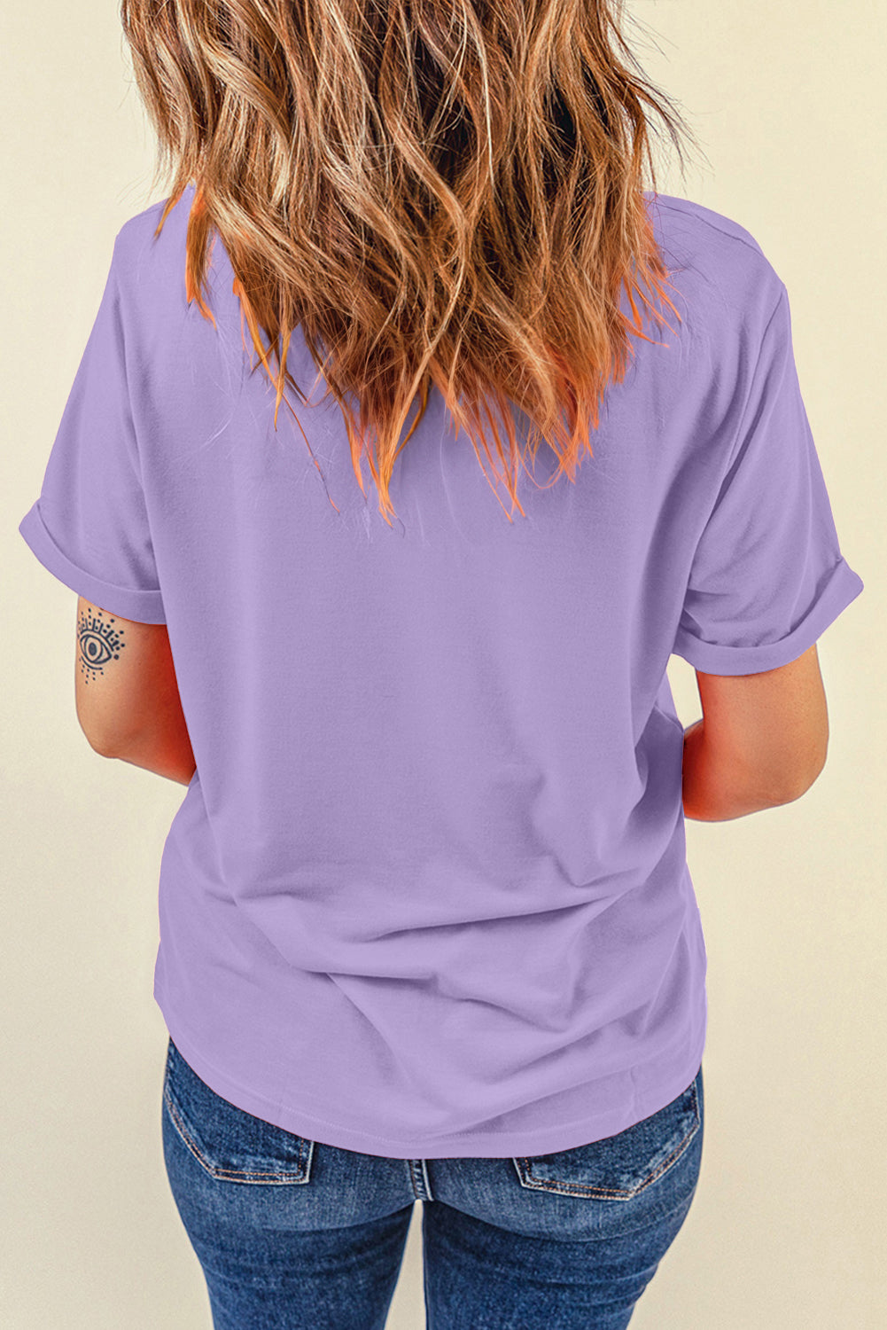 Easter Bow Bunny Graphic Lavender Casual Spring Tee