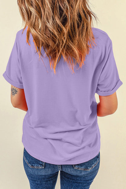 Easter Bow Bunny Graphic Lavender Casual Spring Tee