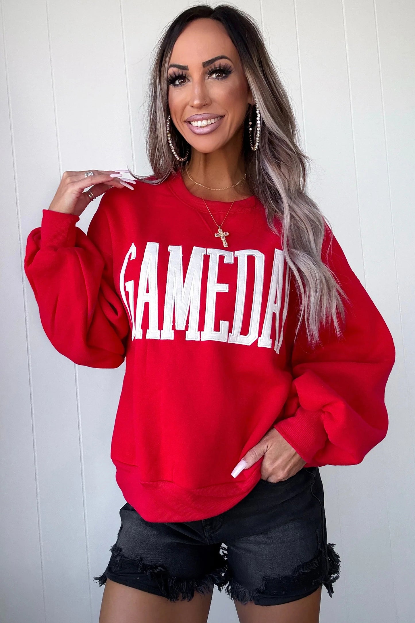 Fiery Red GAMEDAY Oversized Crewneck Sweatshirt
