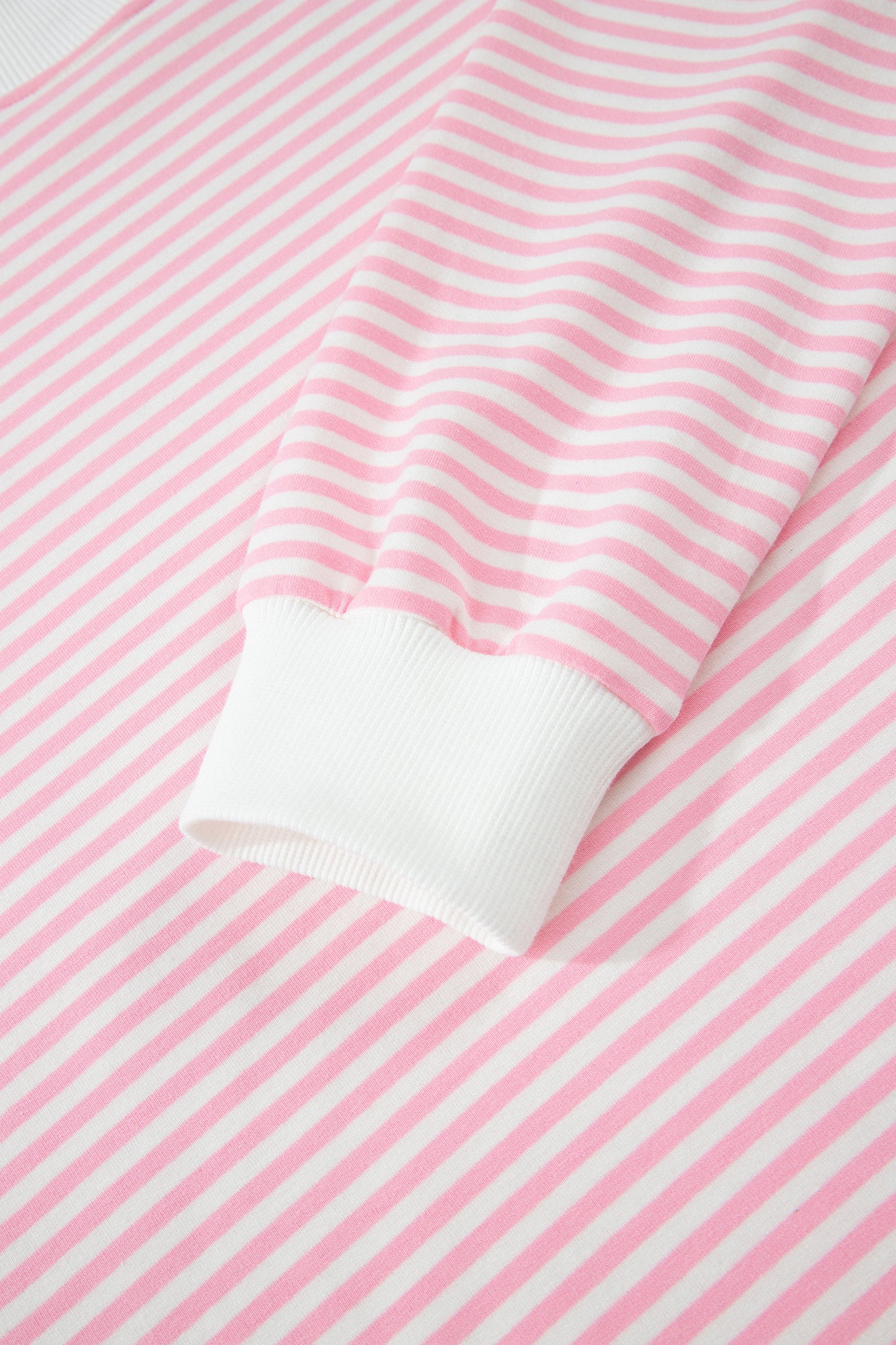 Pink Stripe Oversized Mock Neck Sweatshirt Shorts Set