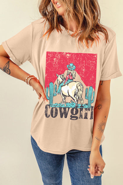 Cowgirl Western Graphic Tee Vintage Rodeo Print T Shirt
