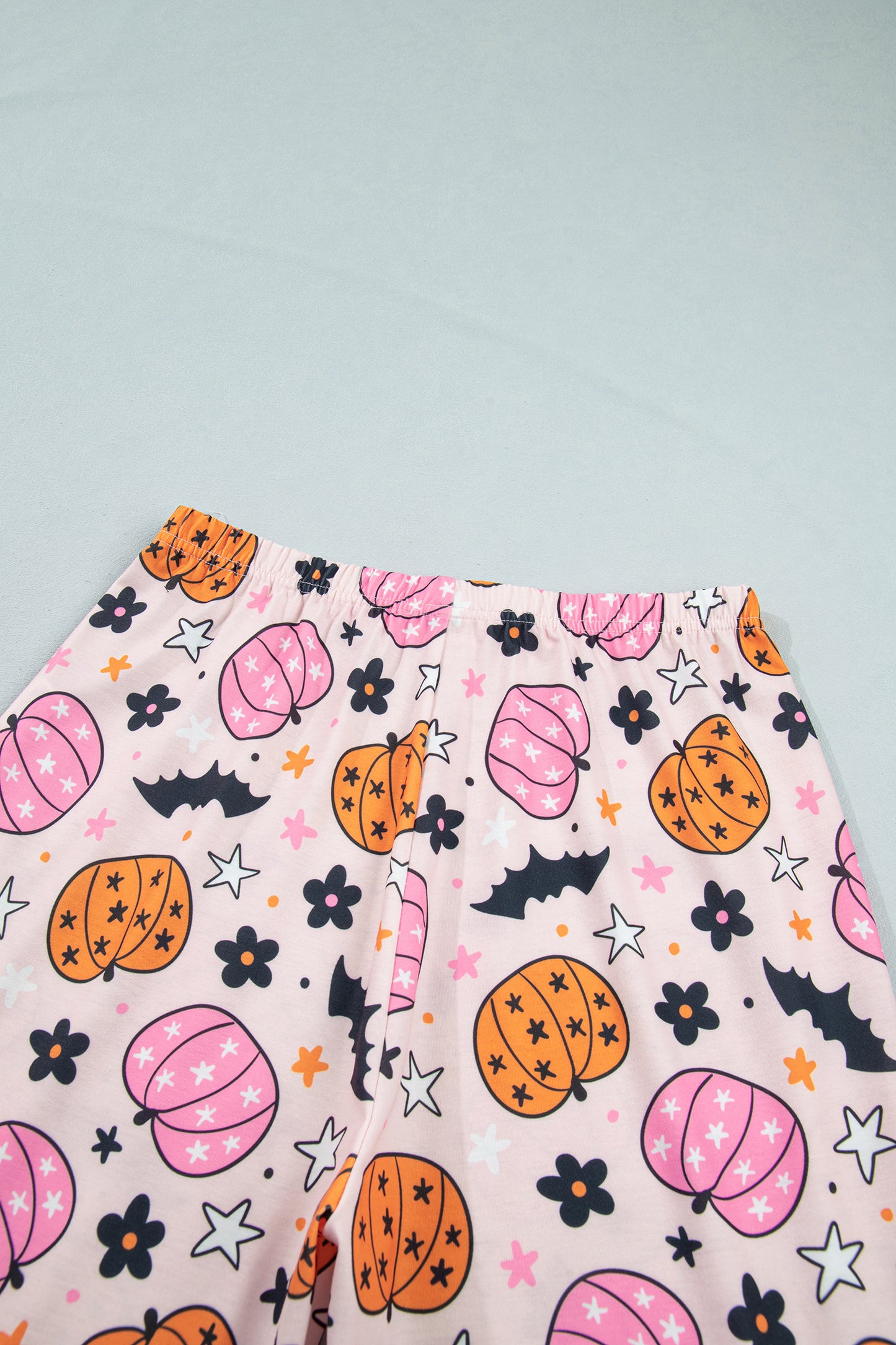 Pink Halloween Pumpkin Print Long Sleeve Home Wear Lounge Set
