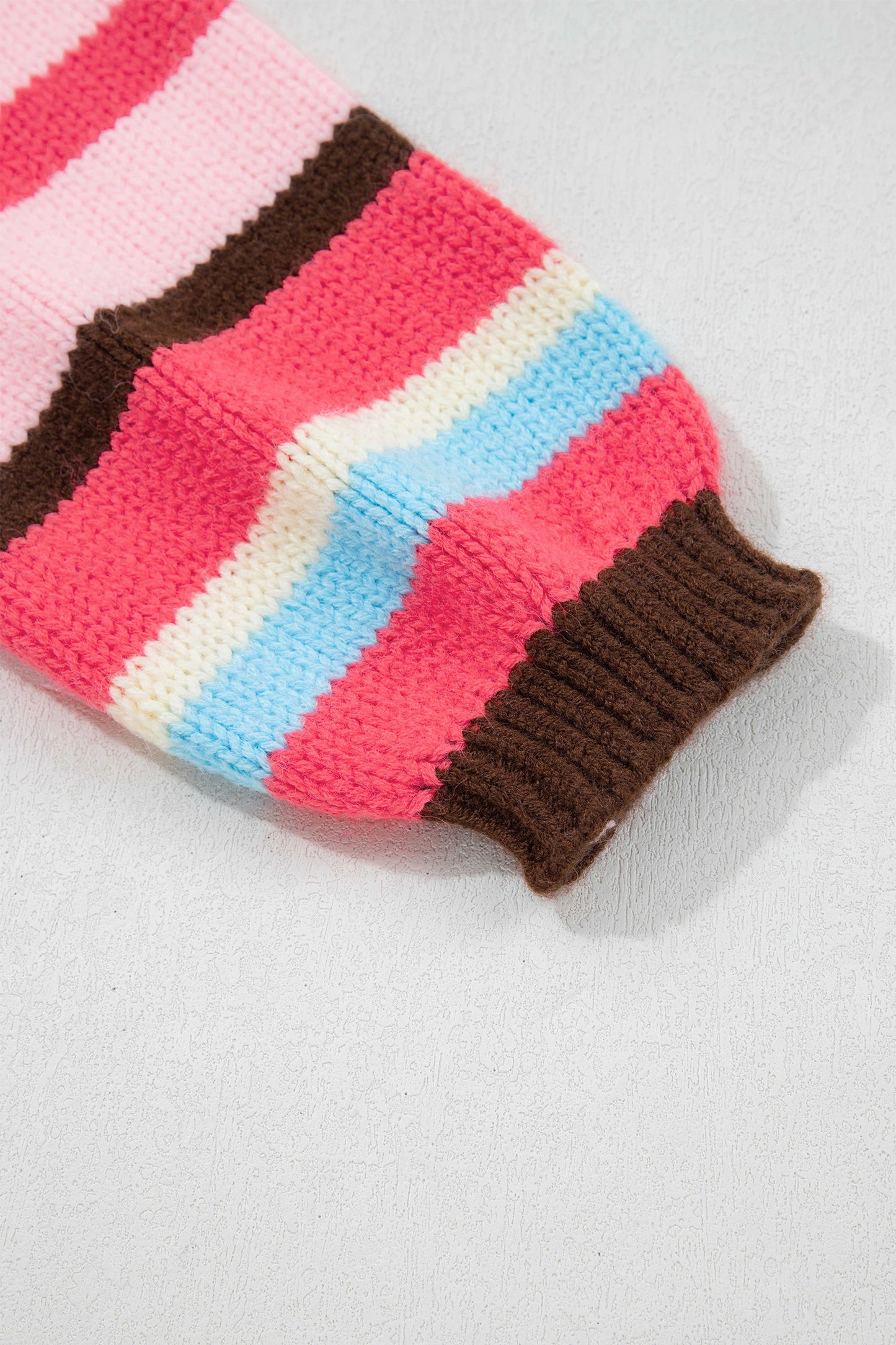 Multicolor Striped Colorblock Drop Shoulder Knit Cardigan