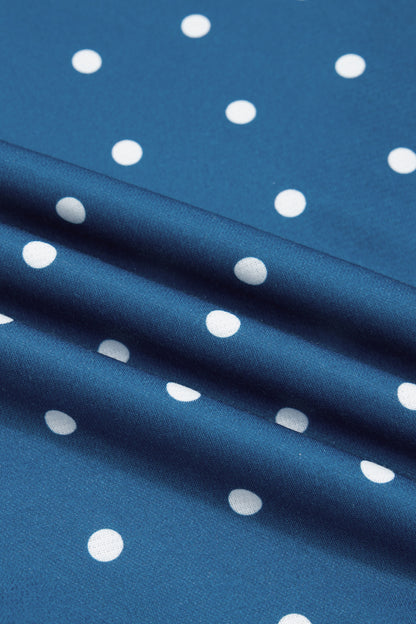 Polka Dot Button Collar Pullover Sweatshirt