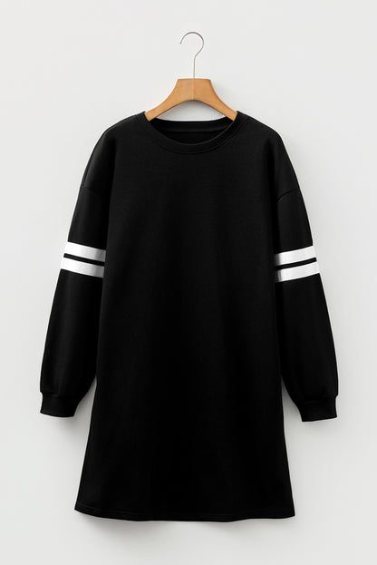 Customizable Varsity Stripe Sleeve Sweatshirt Dress Game Day