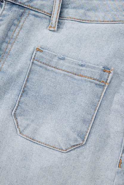 Light Wash High Waisted Denim Shorts with Pockets