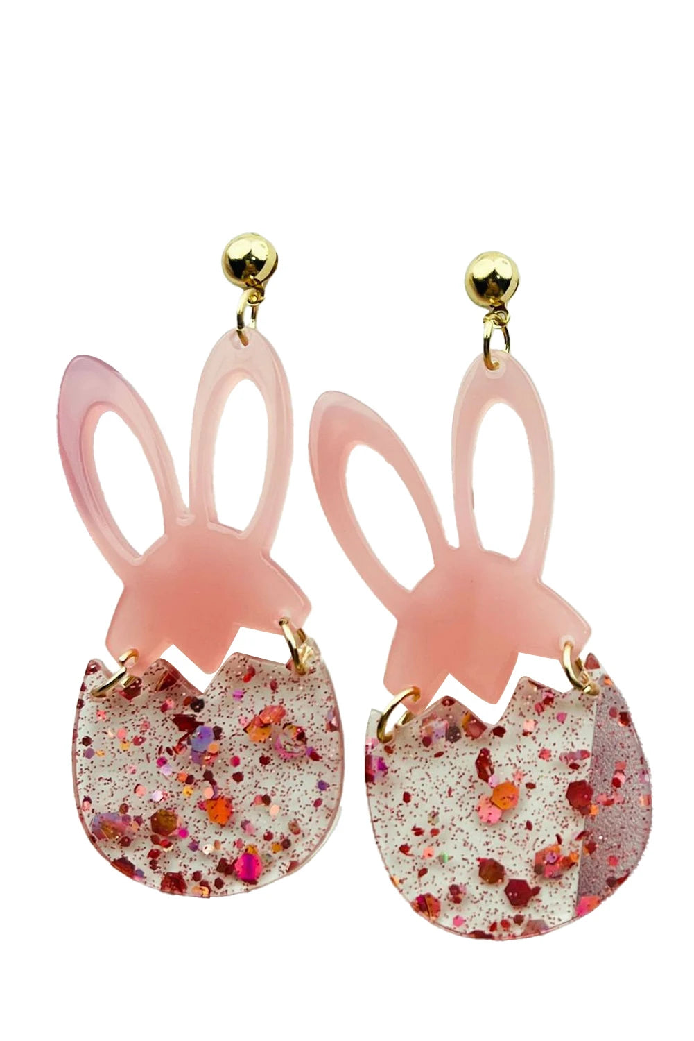Easter Bunny Glitter Acrylic Dangle Earrings