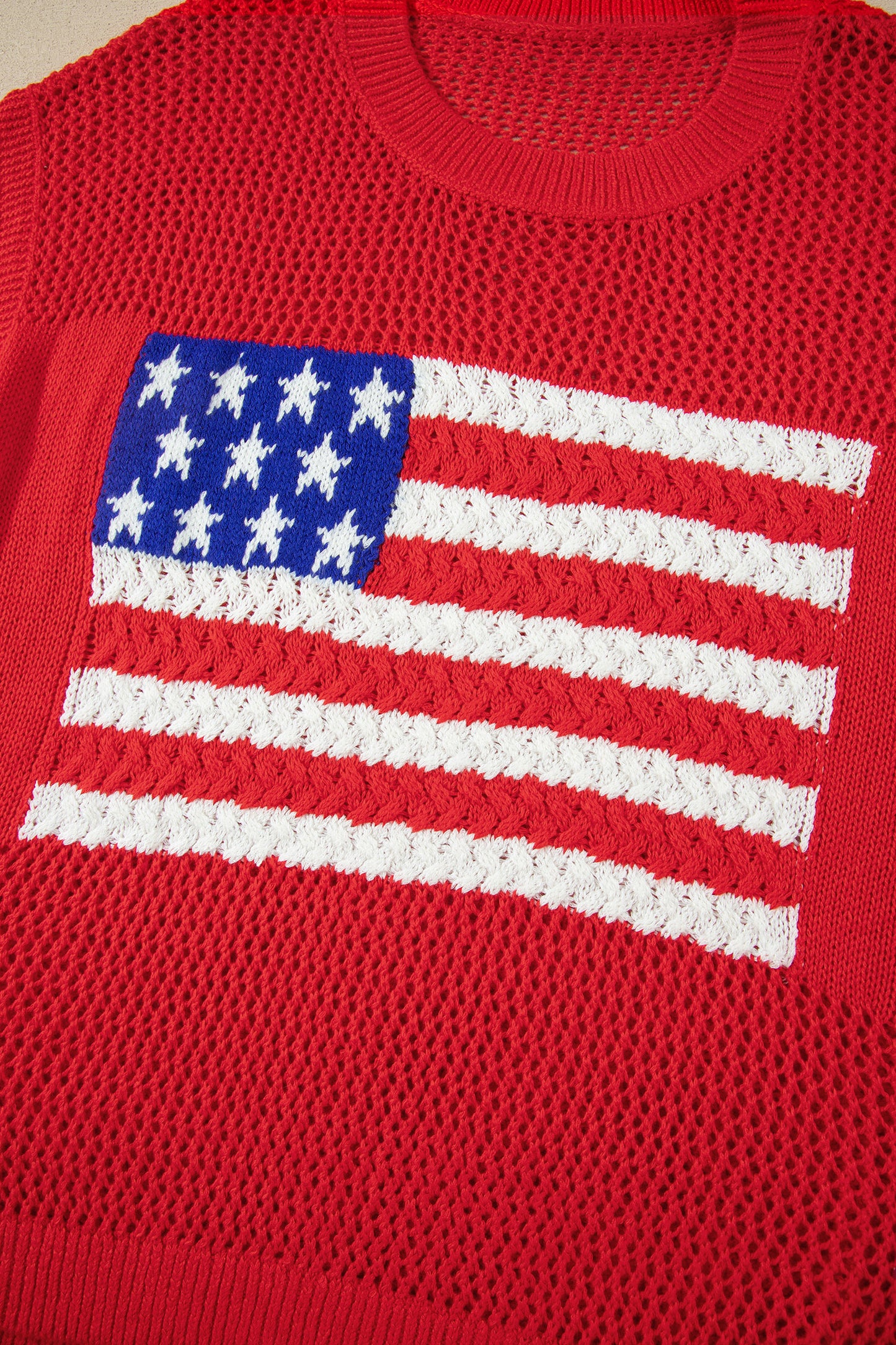 American Flag Knit Sweater Vest Patriotic Summer Top