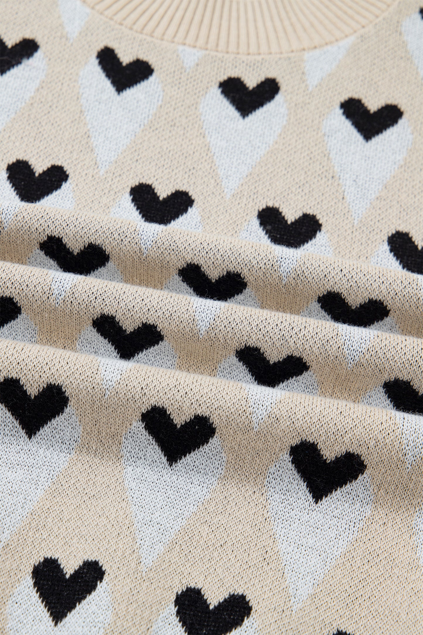 Valentine Heart Print Cozy Knit Loose Fit Sweater
