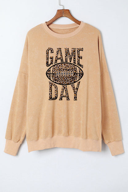 Leopard Game Day Football Oversized Graphic Sweatshirt