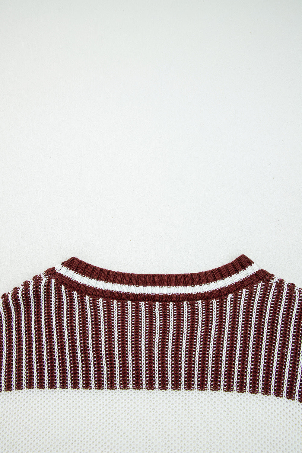 Two Tone Striped Patchwork Drop Shoulder Loose Sweater