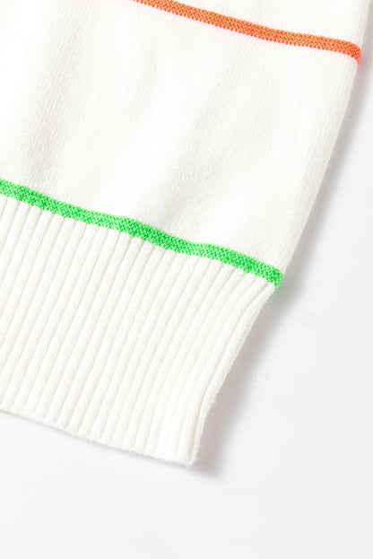 Colorblock Striped Half Sleeve Drop Shoulder Sweater