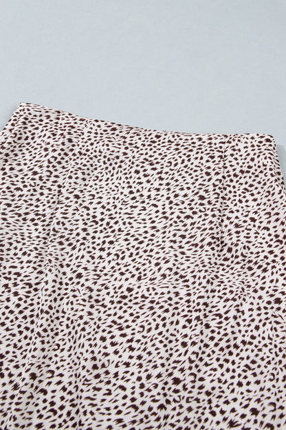 Cheetah Print Lace Trim Split Maxi Western Skirt