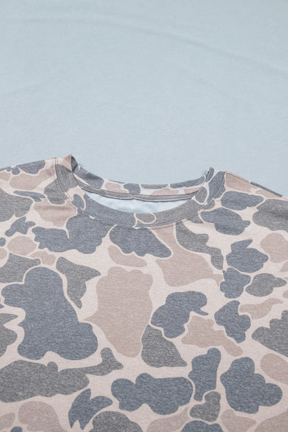 Plus Size Retro Camouflage Tee – Multicolor Casual Top