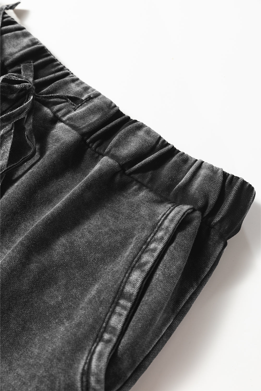 Women's Black Mineral Wash Wide Leg Patchwork Pants