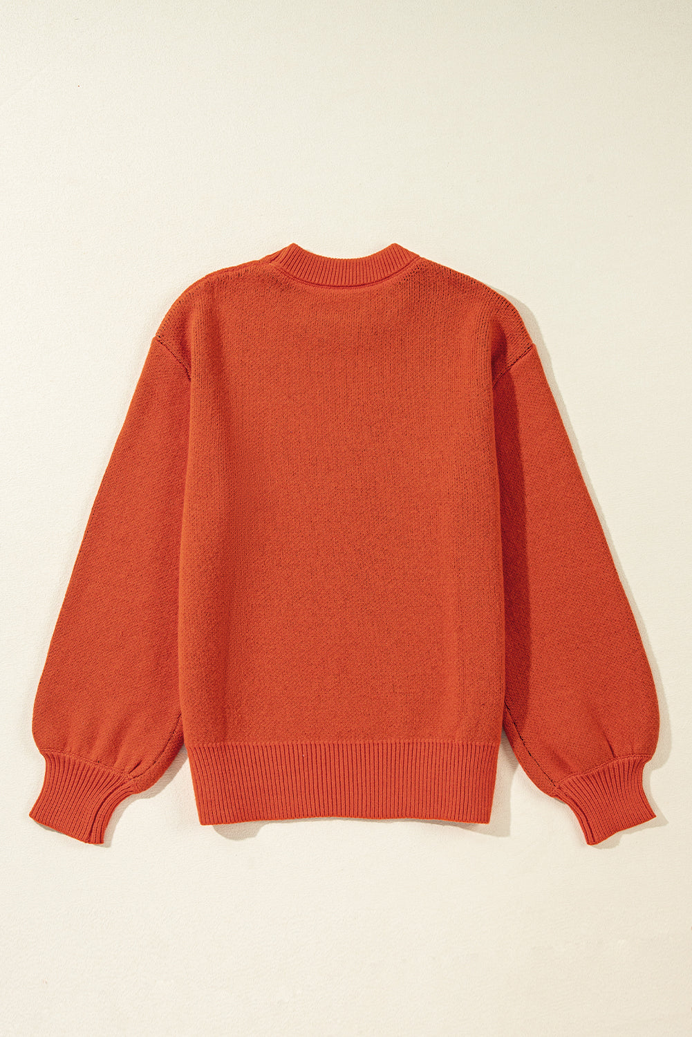 Orange Halloween Pumpkin Face Pattern Drop Shoulder Sweater