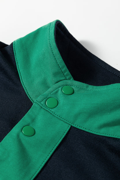 Color Block Patchwork Pullover and Shorts 2pcs Set