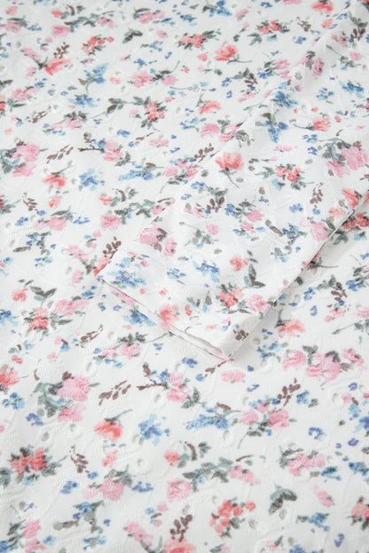 Floral Square Neck Fitted Top Long Sleeve Coquette Shirt