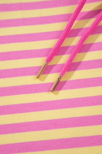 Striped Zip Up Hoodie Shorts Set Lounge Outfit