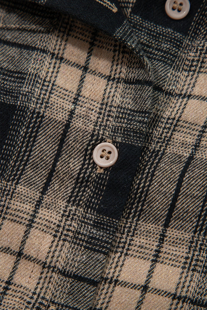 Retro Plaid Brushed Shacket with Double Flap Pockets