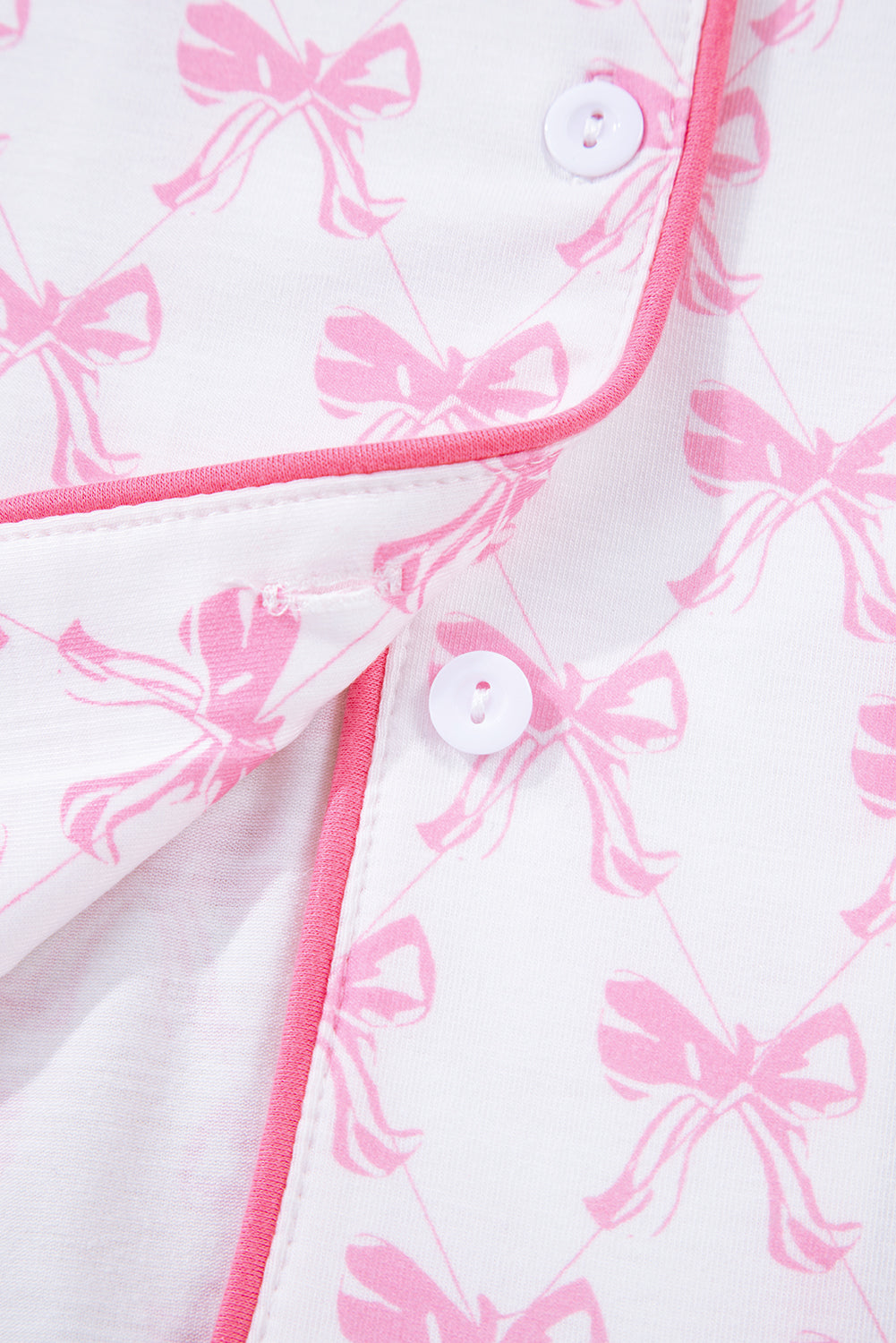 Soft Bow Print Long Sleeve Pajama Set with Pants