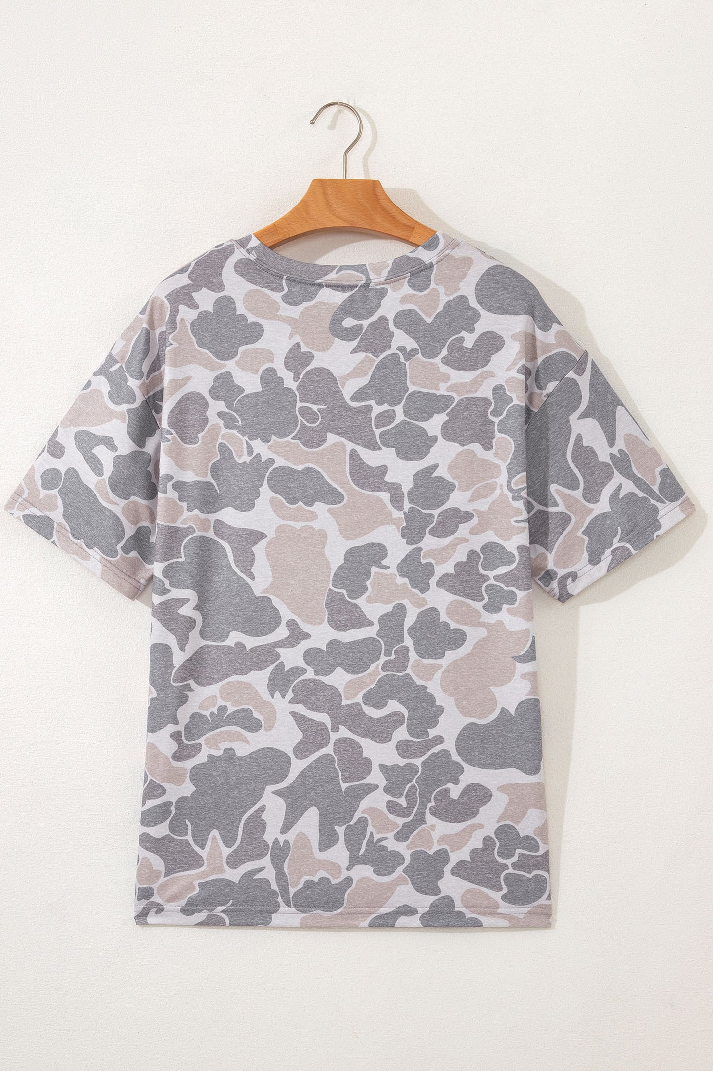 Neutral Camo Oversized Casual Crewneck T Shirt