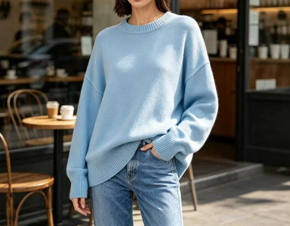 Women's Oversized Crew Neck Knit Pullover Sweater