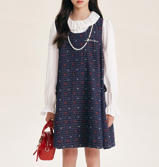 Plaid Children's Pinafore Dress with Ruffle Collar