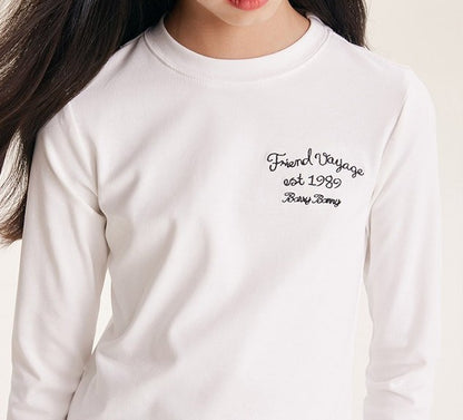 Girls' Cute Embroidered Long Sleeve Top
