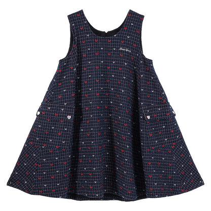 Plaid Children's Pinafore Dress with Ruffle Collar
