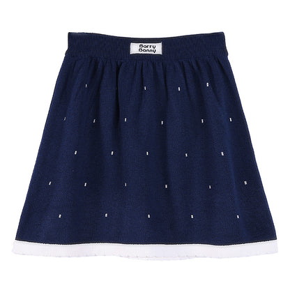 Girls Navy Knit Set with Peter Pan Collar