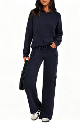 Women's Cargo Hoodie Sweatpants Matching Lounge Set