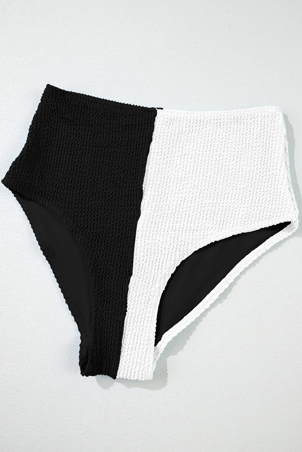 Black Corded Solid Square Neck Bikini Swimsuit