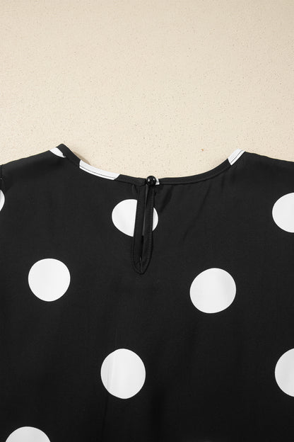 Black Polka Dot Wide Leg Pants and Tank Lounge Set