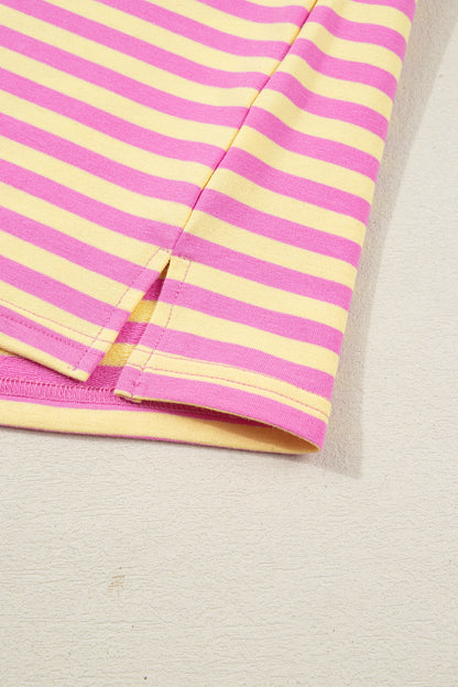 Striped Two Piece Lounge Set Womens Tee and Shorts