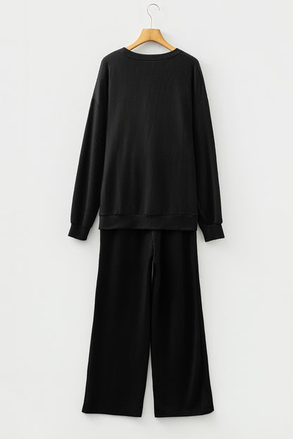 JOLLY Ribbed Knit Long Sleeve Top and Pants Set
