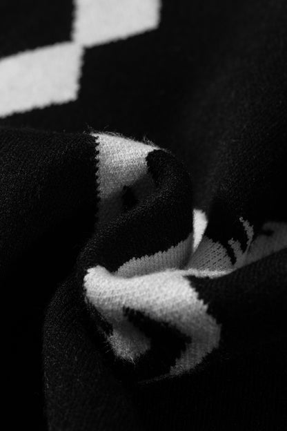 Black Western Horse Knit Sweater Vest Mock Neck Tank Top