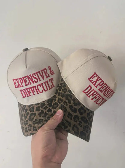 Red Dahlia Leopard Contrast Brim Baseball Cap Adjustable Hat