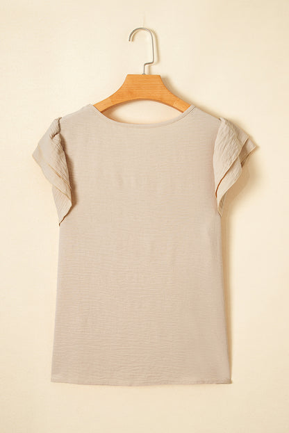 Clearly Aqua Ruffle Sleeve Summer Casual Blouse Top