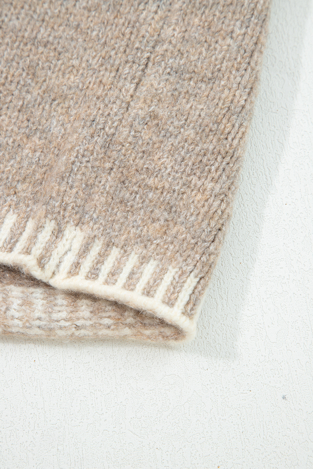 Khaki Tie Front Drop Shoulder Knit Cardigan Sweater
