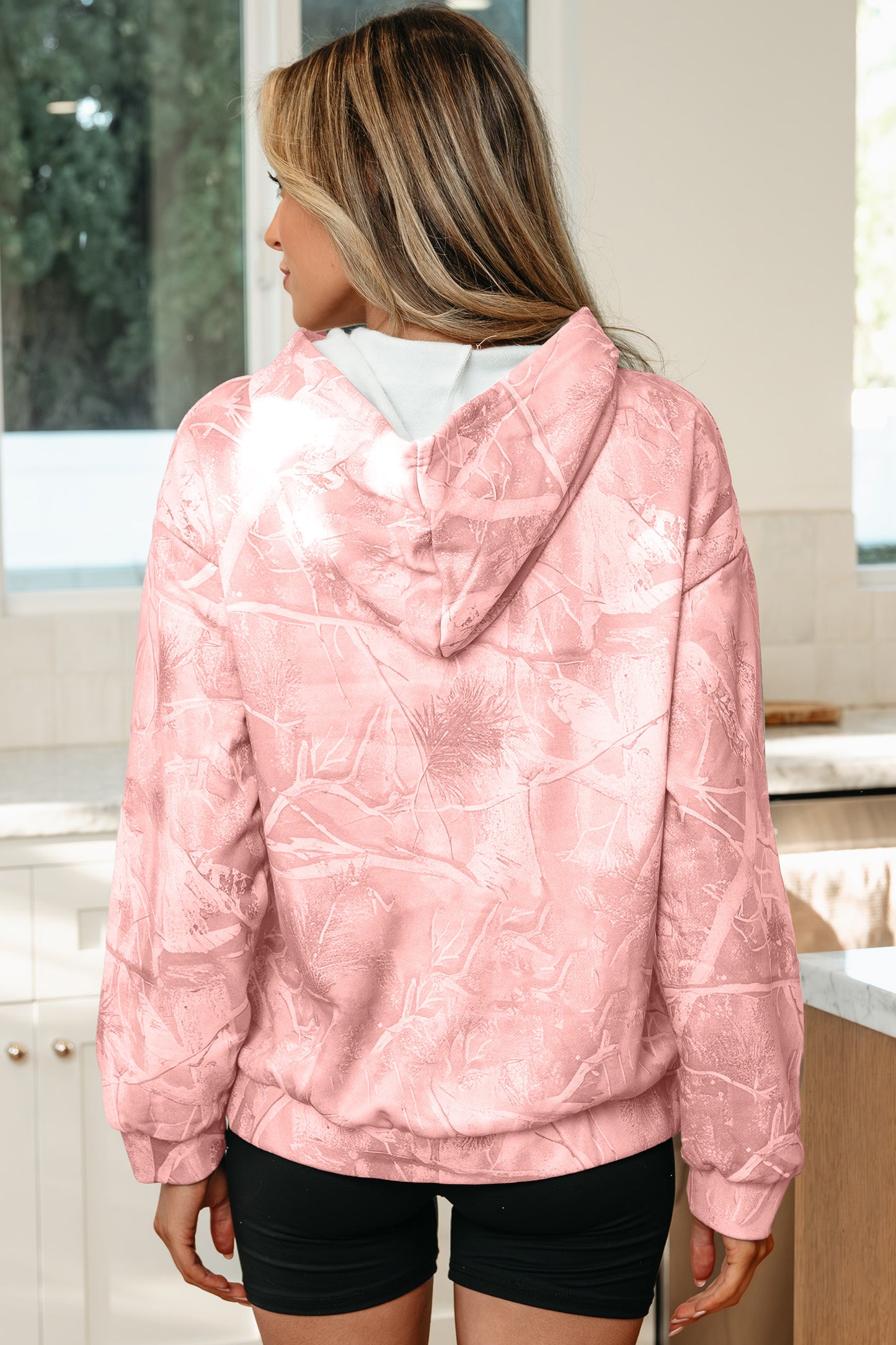 Woodland Camo Oversized Hoodie Pullover for Women