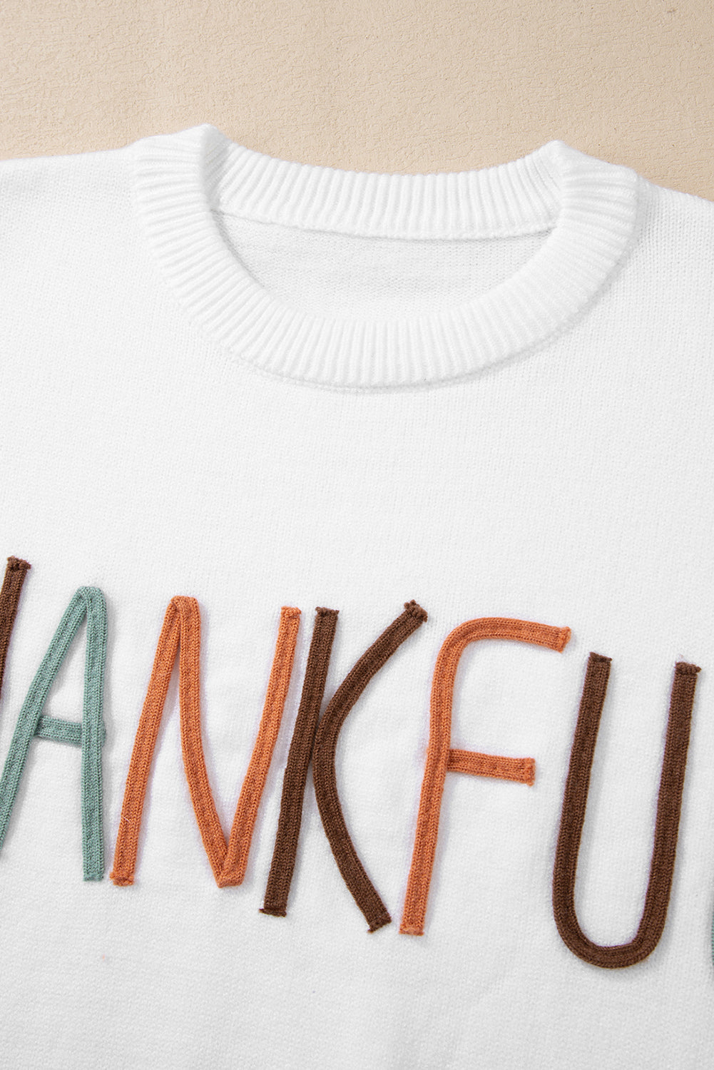 White Thankful Ivory Embroidered Sweater