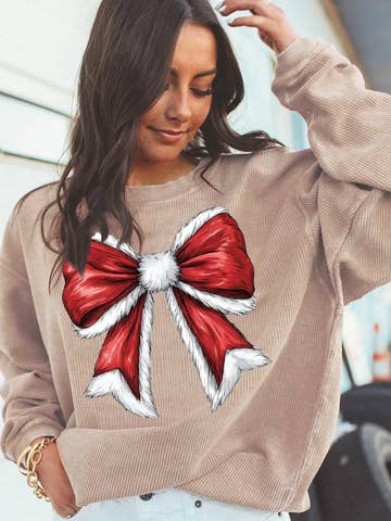 Christmas Big Bow Graphic Pullover Sweatshirt