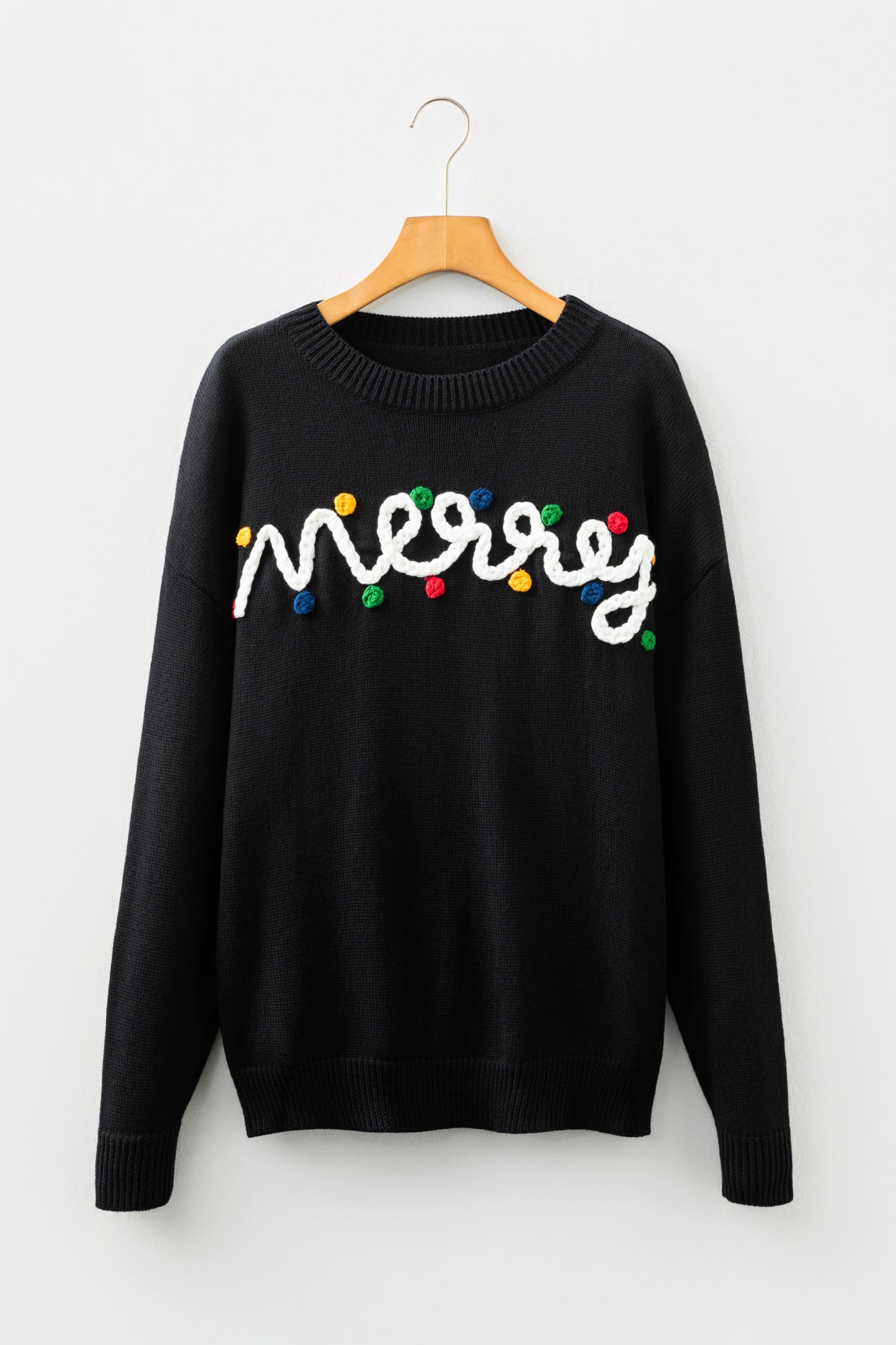 Merry Christmas Dolman Sleeve Sweater with Colorful Dots