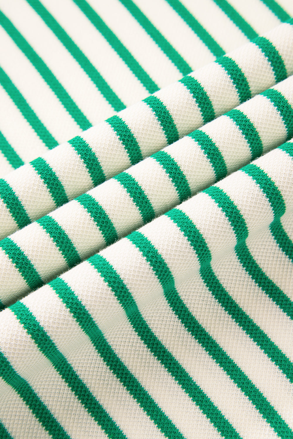 Green Striped Ruffle Sleeve Contrast Casual Top