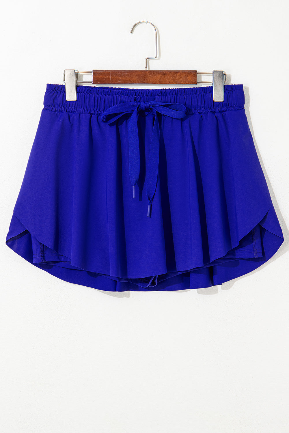Black High Waist Drawstring Tennis Skort with Lining