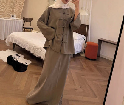 Modest Two Piece Set Blouse and Maxi Skirt